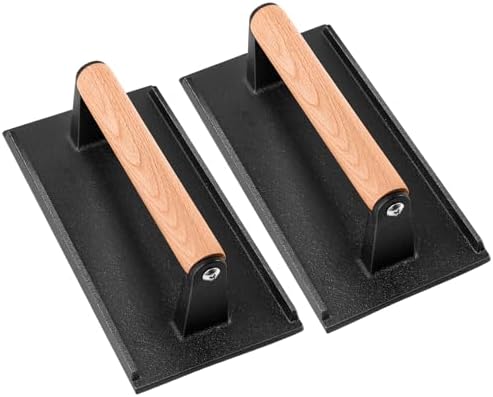 2 Pack Cast Iron Grill Press, Griddle Weight, 8.6 x 4.1 x 2.8 Inch by Cptoion