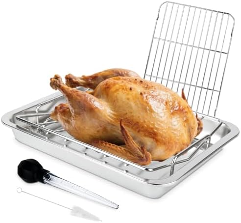 Stainless Steel Turkey Baking Roaster Pan Roasting Pan by DOLAMOTY