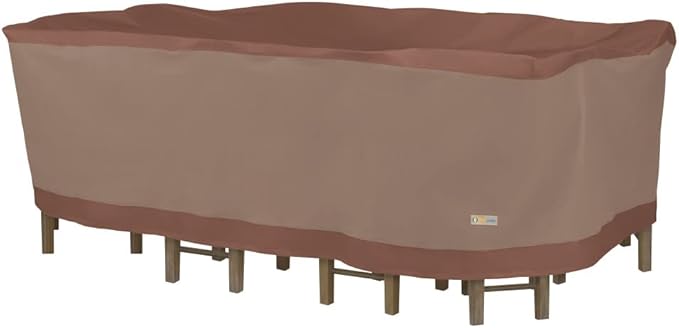 DUCKCOVERS Ultimate Water-Resistant 90 Inch Rectangular/Oval Patio Table with Chairs Cover, Outdoor Table and Chair Cover
