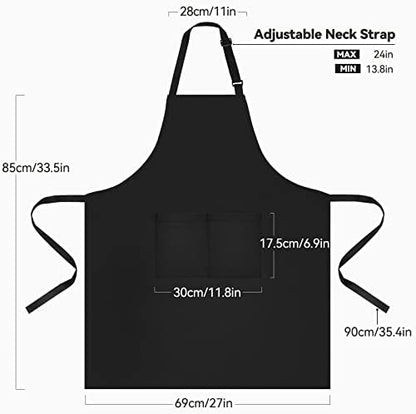 NLUS 2 Pack Kitchen Cooking Aprons, Adjustable Bib Soft Chef Apron - Image 2