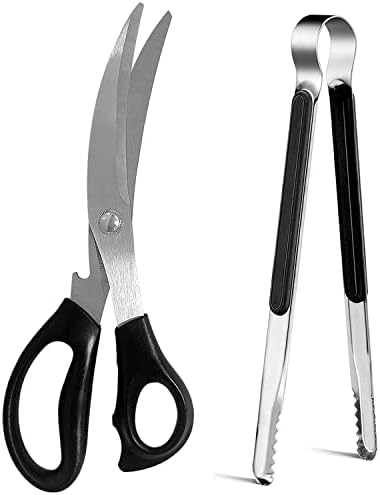 Kitchen Scissors, Korean Barbecue Scissors and Tongs Set, Kitchen Sheras by Weogot