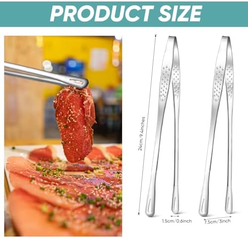 meekoo 6 Pcs Stainless Steel Korean BBQ Grill Tongs - Image 2