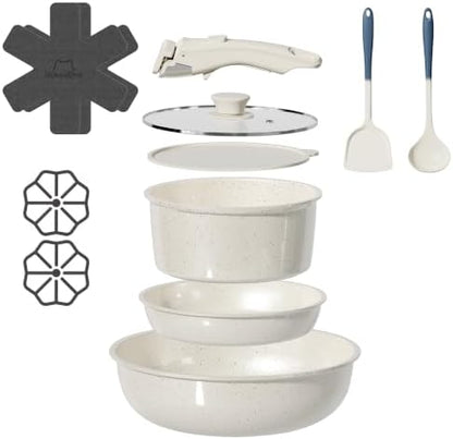 12 Pcs Pots and Pans Set Non Stick, Detachable Handle Cookware by OzawaBear
