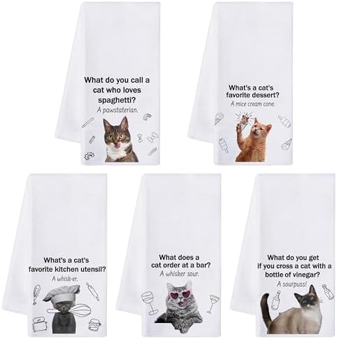 R HORSE 5Pcs Cats Kitchen Towels Set by RHORSE