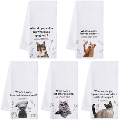 R HORSE 5Pcs Cats Kitchen Towels Set by RHORSE