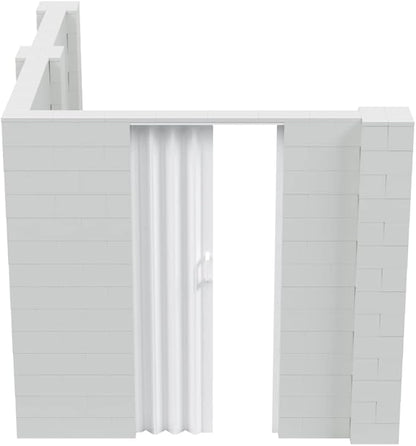 EverBlock 8’ x 10’ x 7’ L-Shaped Wall Kit with Accordion Door | 3’ x 7’ Doorway | Modular Building Blocks | Wall Display | Room Divider & Partition | Reusable | Indoor & Outdoor Use | Red