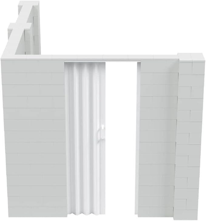 EverBlock 8’ x 10’ x 7’ L-Shaped Wall Kit with Accordion Door | 3’ x 7’ Doorway | Modular Building Blocks | Wall Display | Room Divider & Partition | Reusable | Indoor & Outdoor Use | Blue