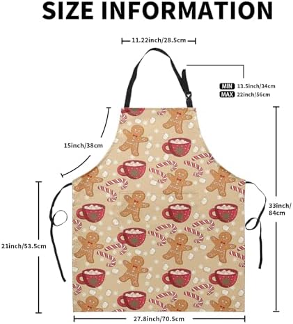 Christmas Apron with Pocket Gingerbread Men and Candy Cane Aprons with Long - Image 4