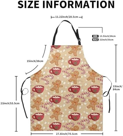 Christmas Apron with Pocket Gingerbread Men and Candy Cane Aprons with Long - Image 4