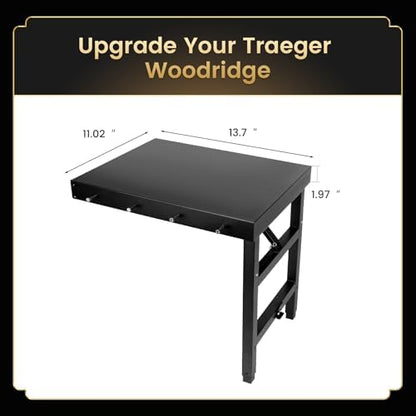 QuliMetal Foldable Side Shelf for Traeger Woodridge, Woodridge Pro/Elite - Image 2