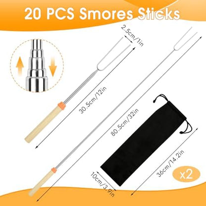20 Pack Smores Sticks, 32 Inch Marshmallow Roasting Sticks - Image 2