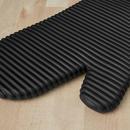 KITCHENAID Ribbed Soft Silicone Oven Mitt 2-Pack Set, Matte Black - Image 3