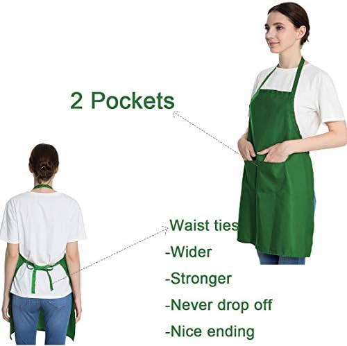 16 Pack Green Bib Plain Aprons Bulk - Image 3