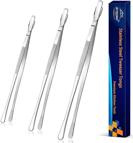 JETKONG 3 Pcs Extra Long Kitchen Tweezers 9 12 14 Inch Heavy Duty Stainless by JETKONG