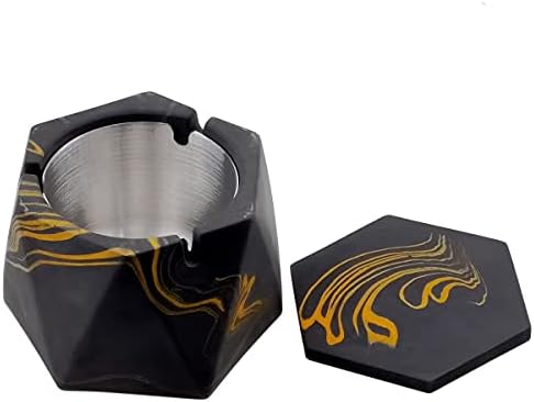 FREELOVE Concrete Ashtray with Lid & Stainless Steel Ashtrays - Image 4