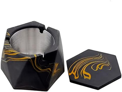 FREELOVE Concrete Ashtray with Lid & Stainless Steel Ashtrays - Image 4
