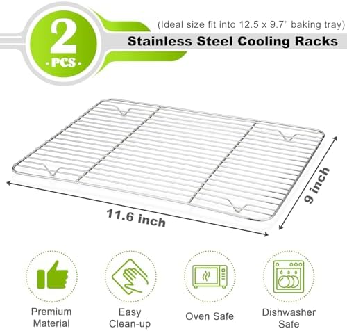 P&P CHEF 11.6" x 9" Cooling Baking Wire Racks Pack of 2 - Image 2
