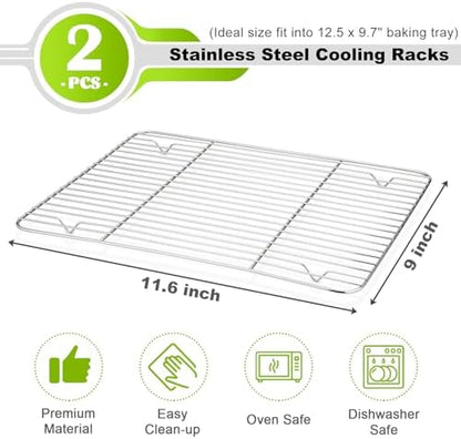 P&P CHEF 11.6" x 9" Cooling Baking Wire Racks Pack of 2 - Image 2