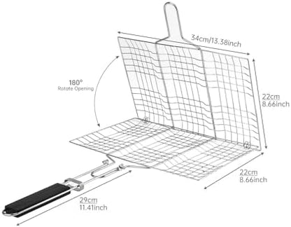 Fish Grilling Basket, Folding Portable Stainless Steel BBQ Grill Basket - Image 7