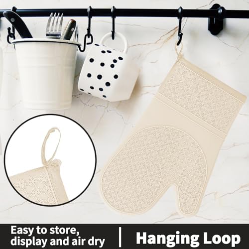 Silicone Oven Mitts, Heat Resistant 500F Kitchen Mitts 2PCS, 11.6" BPA-Free - Image 6