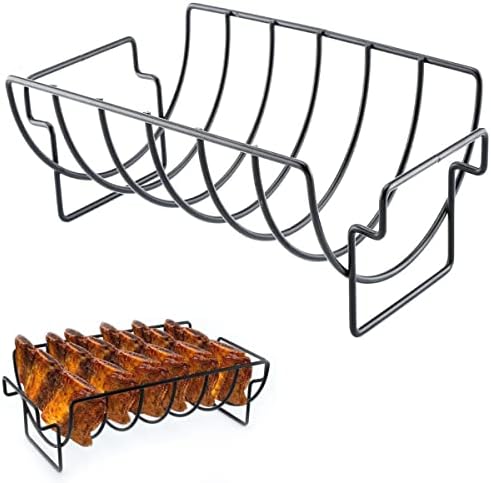 BBQ Rib Racks for Smoking, Turkey Roasting Rack Roast Rack Dual Purpose fit for by KUNANG