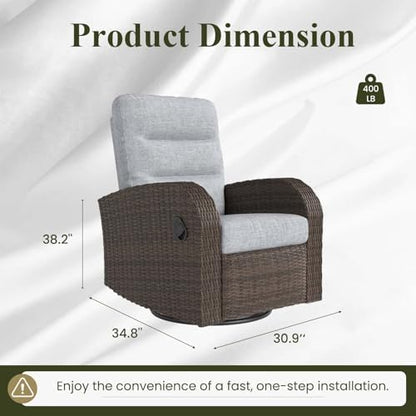Oversized Wicker Outdoor Swivel Glider Recliner - Image 2