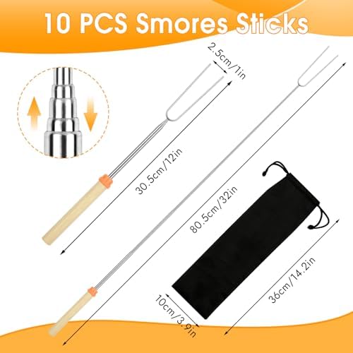 10 Pack Smores Sticks, 32 Inch Marshmallow Roasting Sticks - Image 4