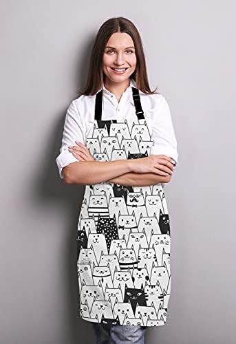 Cute Cartoon Black White Cats Kitchen Cooking BBQ Chef Apron, Funny Apron - Image 3