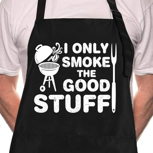 ZOORON Funny Black Chef Aprons for Men Adjustable BBQ Kitchen Cooking Apron by ZOORON
