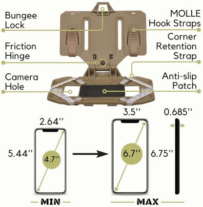 Let-Me-Be FoldPanel Chest Vest Set, Chest Rig Phone Mount for Plate Carrier Accessory Navigation Board, Outdoor Hiking Fishing Cycling Tactical Vest Wearable Phone Carrier for 4.7"-6.7" Screen