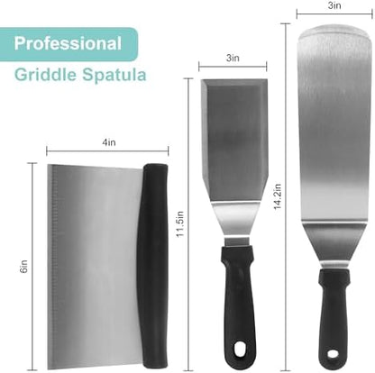 Metal Spatula Set of 3, Stainless Steel Griddle Accessories - Image 7