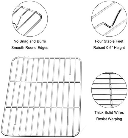 E-far Baking Cooling Rack Set of 2, Stainless Steel Metal Roasting Cooking Racks - Image 3