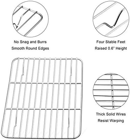 E-far Baking Cooling Rack Set of 2, Stainless Steel Metal Roasting Cooking Racks - Image 3