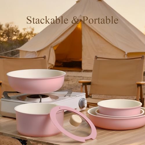 CAROTE 19pcs Pots and Pans Set Non Stick, Detachable Handle Cookware - Image 5