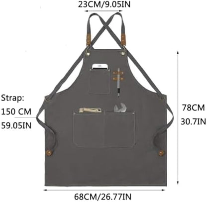 Aprons For Women Men With Pockets 2 Pcs, Kitchen Waterproof Hair Stylist Linen - Image 2