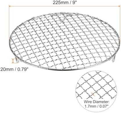 HARFINGTON Round Cooking Rack 9-inch 201 Stainless Steel Cross Wire Barbecue - Image 2
