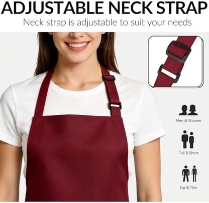 Large Chef Apron for Men and Women, Cooking Kitchen Aprons - Image 3