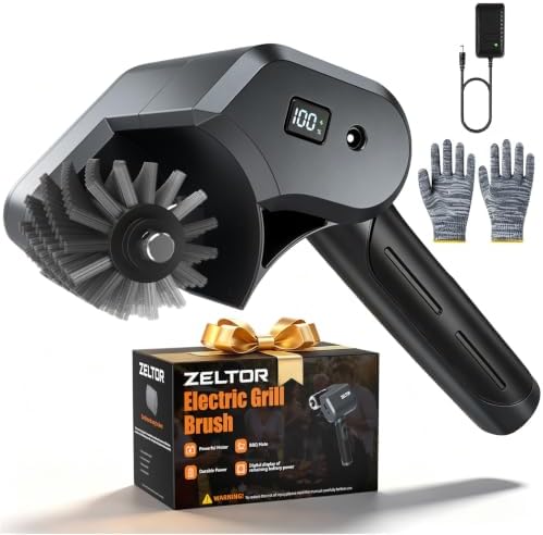 Electric Grill Brush, 12V Cordless BBQ Grill Cleaner by Zeltor