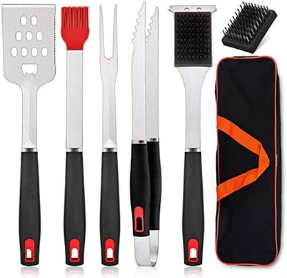 HaSteeL BBQ Grill Accessories Set of 7, Stainless Steel Grilling Tools Set by HaSteeL