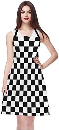 WONDERTIFY Black White Checkerboard Apron, Chess Board Racing and Checkered Bib - Image 7