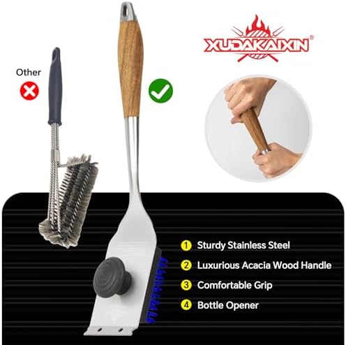 XUDAKAIXIN Grill Brush and Scraper, Dual Grip Design, Extra Strong BBQ Cleaner - Image 3