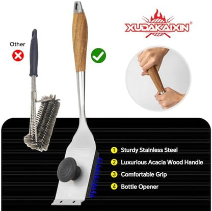 XUDAKAIXIN Grill Brush and Scraper, Dual Grip Design, Extra Strong BBQ Cleaner - Image 3