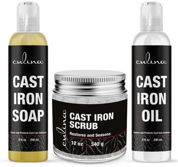 Culina Supreme Cast Iron Care Set: Restoring Scrub, Cleaning Soap & by Culina