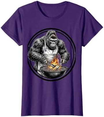 Gorilla Grill Master Apron BBQ Illustration T-Shirt by Mademark