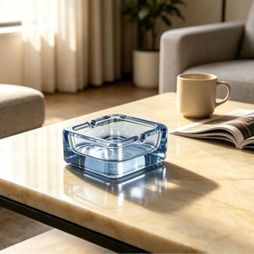 Glass Ashtray, Square Crystal Ash Tray - Image 5