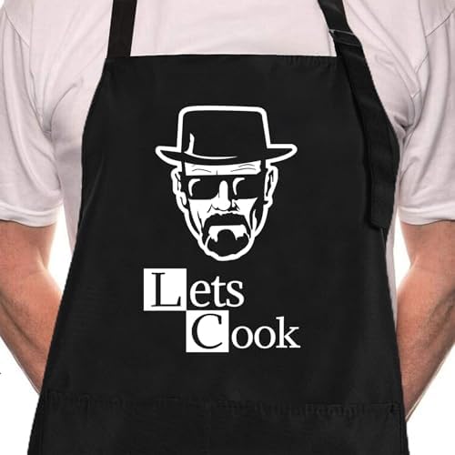 ZOORON Funny Black Chef Aprons for Men Adjustable BBQ Kitchen Cooking Apron by ZOORON