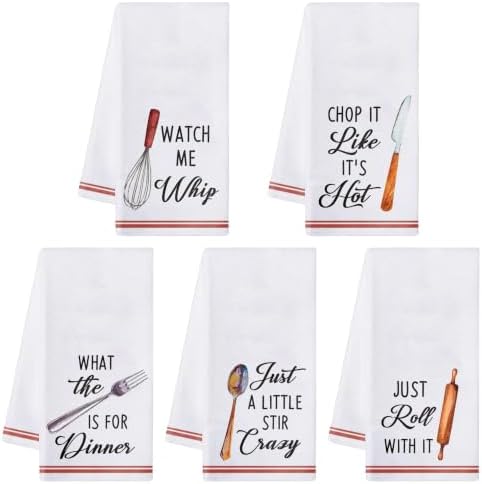 R HORSE 5 Pack Funny Cookware Kitchen Dish Towels by RHORSE