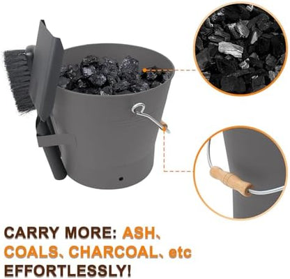 BRIAN & DANY Ash Bucket with Lid, 2.6 Gallon Fireplace Ash Bucket with Shovel - Image 5