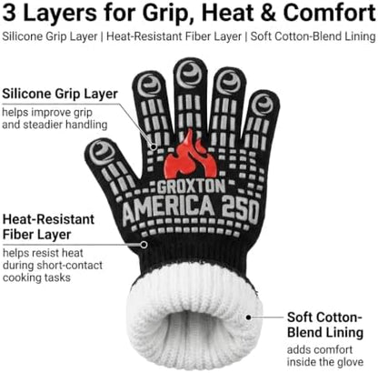 America 250 BBQ Grill Gloves, Heat Resistant, Extra Long 13.8 Inch, Silicone - Image 7