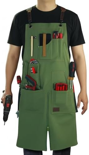 Woodworking Apron, Tool Apron, Adjustable Zipper, Metal Ring, Tape Measure Clip by Stenffy